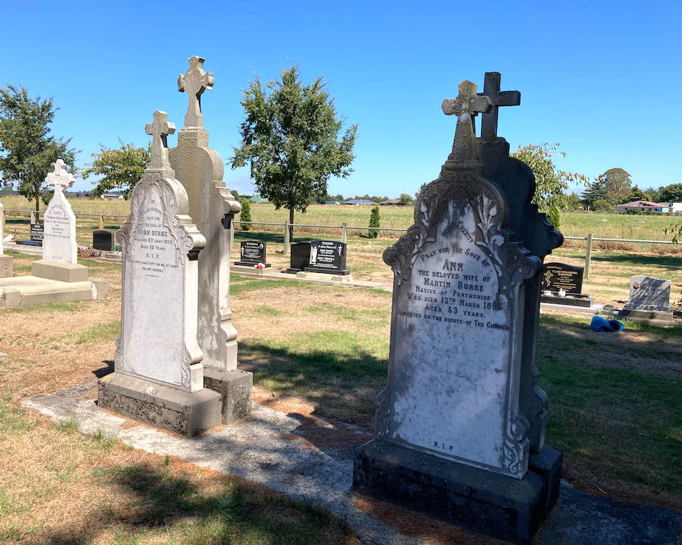 Gravestones of Ann Philp and John Burke, St Joseph's Catholic cemetery, Darfield